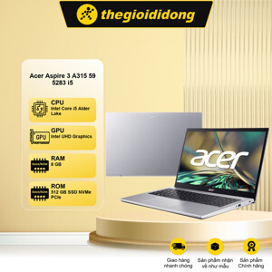 Laptop Acer Aspire A315-59-5283 - Intel Core i5-1235U, 8GB RAM, SSD 512GB, Intel Iris Xe Graphics, 15.6 inch