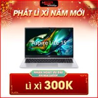 Laptop Acer Aspire Lite 15 AL15-42P-R8E6 NX.D34SV.001 Bạc ( Cpu AMD Ryzen 5 -430U, Ram 16GB, SSD 512GB, Vga AMD Radeon Graphics, 15.6 inch FHD, Win 11HSL, Microsoft Office H24, 1Y)