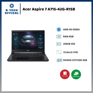 Laptop Acer Gaming Aspire 7 A715-42G-R1SB NH.QAYSV.005 - AMD Ryzen R5-5500U, 8GB RAM, SSD 256GB, Nvidia GeForce GTX 1650 4GB GDDR6, 15.6 inch