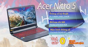 Laptop Acer Gaming Nitro 5 AN515-57-536Q - Intel core i5-11400H, 8GB RAM, SSD 256GB, Nvidia GeForce GTX 1650 4GB GDDR6, 15.6 inch