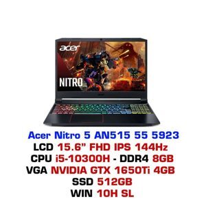 Laptop Acer Gaming Nitro 5 AN515-55-5923 NH.Q7NSV.004 - Intel Core i5-10300H, 8GB RAM, SSD 512GB, Nvidia GeForce GTX 1650Ti 4GB GDDR6, 15.6 inch