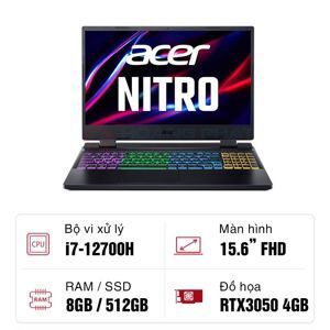 Laptop Acer Gaming Nitro 5 Tiger AN515-58-769J NH.QFHSV.003 - Intel Core i7-12700H, 8GB RAM, SSD 512GB, Nvidia GeForce RTX 3050 4GB GDDR6, 15.6 inch