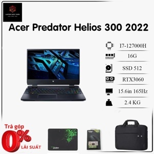 Laptop Acer Gaming Predator Helios 300 2022 PH315-55-70ZV - Intel core i7-12700H, 16GB RAM, SSD 512GB, Nvidia GeForce RTX 3060 6GB GDDR6, 15.6 inch