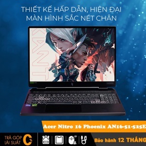 Laptop Acer Nitro 16 Phoenix AN16-51-525E - Intel core i5-13500H, 16GB RAM, SSD 512GB, Nvidia GeForce RTX 4050 6GB GDDR6, 16 inch