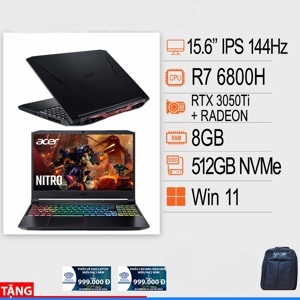 Laptop Acer Nitro 5 AN515-46-R5Z2 NH.QH3SV.001 - AMD Ryzen 7-6800H, 8GB RAM, SSD 512GB, Nvidia GeForce RTX 3050 Ti 4GB GDDR6, 15.6 inch