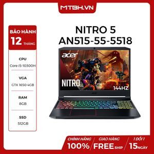 Laptop Acer Nitro 5 AN515-55-5518 NH.Q7RSV.004 - Intel Core i5-10300H, 8GB RAM, SSD 512GB, Nvidia GeForce GTX 1650 4GB GDDR6 + Intel UHD Graphics, 15.6 inch
