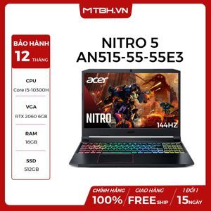 Laptop Acer Nitro 5 AN515-55-55E3 NH.Q7QSV.002 - Intel Core i5-10300H, 16GB RAM, SSD 512GB, Nvidia GeForce RTX 2060 6GB GDDR6, 15.6 inch