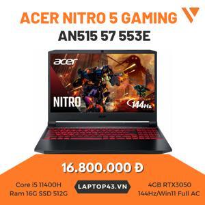 Laptop Acer Nitro 5 Gaming AN515-57-553E - Intel Core i5-11400H, 8GB RAM, SSD 512GB, Nvidia Geforce RTX 3050 4GB GDDR6, 15.6 inch