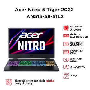 Laptop Acer Nitro 5 Tiger AN515-58-51L2 - Intel Core i5-12500H, 8GB RAM, SSD 512GB, Nvidia GeForce RTX 3070 8GB, 15.6 inch