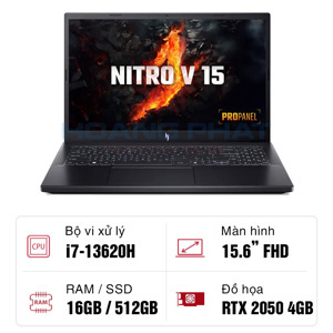 Laptop Acer Nitro V ANV15-51-73BT - Intel core i7-13620H, 16GB RAM, SSD 512GB, Nividia Geforce RTX 2050 4GB, 15.6 inch