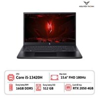 Laptop Acer Nitro V15 ANV15 (Core i5 - 13420H, Ram 16GB, SSD 512GB, RTX 2050 4GB, 15.6" FHD 180Hz, Win 11, Obsidian Black)