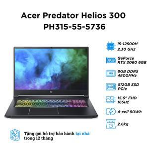 Laptop Acer Predator Helios 300 PH315-55-5736 - Intel Core i5-12500H , 16GB RAM, SSD 512GB, Nvidia GeFore RTX 3060 6GB, 15.6 inch