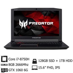 Laptop Acer Predator Helios 300 PH315-51-7533 NH.Q3FSV.002 - Intel core i7, 8GB RAM, HDD 1TB + SSD 128GB, Nvidia GeForce GTX1060 6GB GDDR5, 15.6 inch