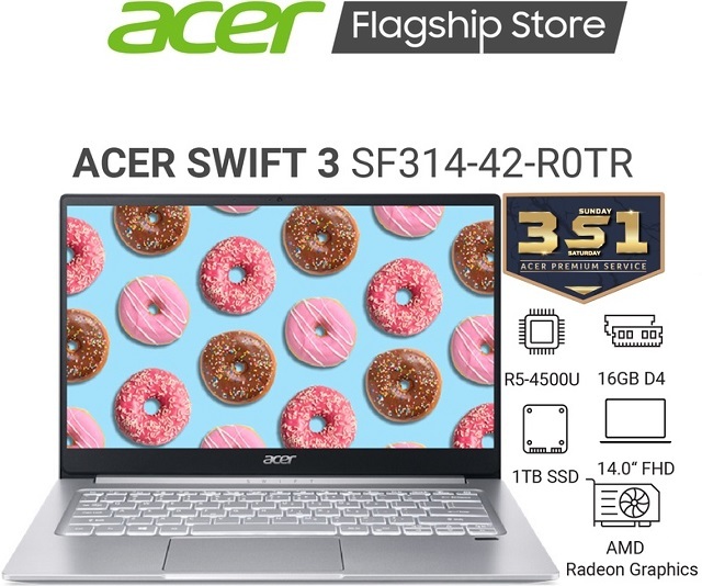 Laptop Acer Swift 3 SF314-42-R0TR NX.HSESV.002 - AMD R5-4500U, 16GB RAM, SSD 1TB, AMD Radeon Graphics, 14 inch