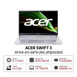 Laptop Acer Swift 3 SF314-511-58TH NX.ATQSV.001 - Intel Core i5-1135G7, 16GB RAM, SSD 512GB, Intel Iris Xe Graphics, 14 inch