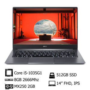 Laptop Acer Swift 3 SF314-57G-53T1 NX.HJESV.001 - Intel Core i5-1035G1, 8GB RAM, SSD 512GB, Nvidia GeForce MX250 with 2GB GDDR5, 14 inch