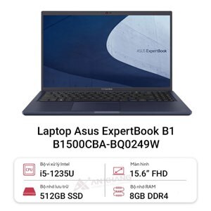 Laptop Asus ExpertBook B1500CBA-BQ0249W - Intel Core i5-1235U, 8GB RAM, SSD 512GB, Intel Iris Xe Graphics, 15.6 inch