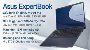 Laptop Asus ExpertBook B1500CEAE-BQ3180 - Intel Core i5-1135G7, 8GB RAM, SSD 512GB, Intel Iris Xe Graphics, 15.6 inch