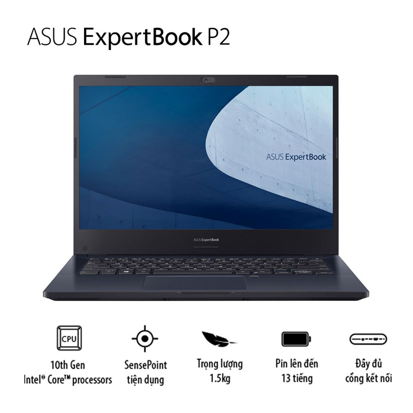 Laptop Asus ExpertBook P2451FA-EK1621 - Intel core i5-10210U, 8GB RAM, SSD 256GB + HDD 1TB, Intel UHD Graphics, 14 inch