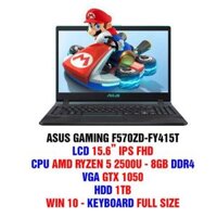 LAPTOP ASUS F570ZD-FY415T (RYZEN 5-2500U/ 8GB DDR4/ 1TB 5400/ GTX1050-4GB/ 15.6'' FHD/ LED KB/ WIN 10) BLACK NEW BH 24T