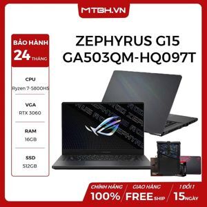 Laptop Asus Gaming ROG Zephyrus GA503QM-HQ097T - AMD Ryzen 7 5800HS, 16GB RAM, SSD 512GB, Nvidia GeForce GTX 3060 6GB GDDR6, 15.6 inch