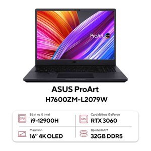 Laptop Asus ProArt Studiobook 16 OLED H7600ZM-L2079W - Intel core i9-12900H, 32GB RAM, SSD 1TB, Nvidia GeForce RTX 3060 6GB GDDR6, 16 inch