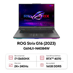 Laptop Asus ROG Strix G16 G614JI-N4084W - Intel Core  i7-13650HX, 16GB RAM, SSD 1TB, Nvidia GeForce RTX 4070 8GB GDDR6 + Intel UHD Graphics, 16 inch