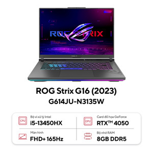 Laptop Asus ROG Strix G16 G614JU-N3135W - Intel Core i5-13450HX, 8GB RAM, SSD 512GB, Nvidia GeForce RTX 4050 6GB GDDR6 + Intel UHD Graphics, 16 inch