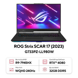 Laptop Asus ROG Strix Scar 17 G733PZ-LL980W - AMD Ryzen 9 7940HS, 32GB RAM, SSD 1TB, Nvidia GeForce RTX 4080 12GB GDDR6, 17.3 inch