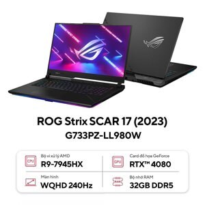Laptop Asus ROG Strix Scar 17 G733PZ-LL980W - AMD Ryzen 9 7940HS, 32GB RAM, SSD 1TB, Nvidia GeForce RTX 4080 12GB GDDR6, 17.3 inch
