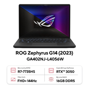 Laptop Asus ROG Zephyrus G14 GA402NJ-L4056W - AMD Ryzen 7 7735HS, 16GB RAM, SSD 512GB, Nvidia GeForce RTX 3050, 14 inch