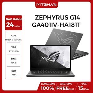 Laptop Asus Rog Zephyrus G14 GA401IV-HA181T - AMD Ryzen 9 4900HS, 16GB RAM, SSD 1024GB, Nvidia GeForce GTX 2060 6GB GDDR6 VRAM, 14 inch
