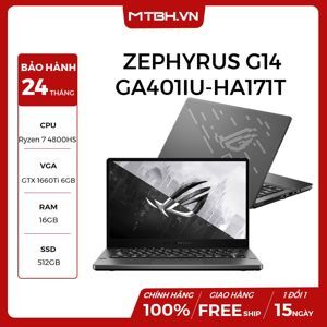 Laptop Asus Rog Zephyrus G14 GA401IU-HA171T - AMD Ryzen 7 4800HS, 16GB RAM, SSD 512GB, Nvidia GeForce GTX 1660Ti 6GB GDDR6 VRAM, 14 inch