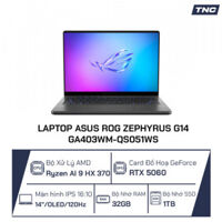 Laptop Asus ROG Zephyrus G14 GA403WM-QS051WS Ryzen AI 9 HX 370/ 32GB/ 1TB/ RTX 5060/ 14 Inch OLED/ Win 11/ Xám