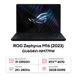 Laptop Asus ROG Zephyrus M16 GU604VI-NM779W - Intel Core i9-13900H, 32GB RAM, SSD 1TB, Nvidia GeForce RTX 4070 8GB, 16 inch