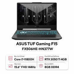 Laptop Asus Tuf Gaming F15 FX506HE HN377W - Intel Core i7-11800H, RAM 8GB, SSD 512GB, Nvidia GeForce RTX™ 3050Ti 4GB GDDR6 + Intel UHD Graphics, 15.6 inch