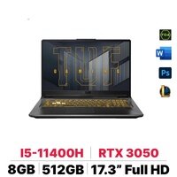 Laptop Asus TUF Gaming F17 FX706HC-HX579W - Intel Core i5-11400H, 8GB RAM, SSD 512GB, Nvidia GeForce RTX 3050 4GB GDDR6, 17.3 inch