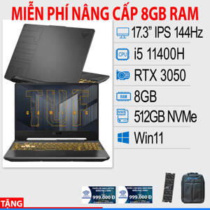 Laptop Asus TUF Gaming FX706HCB-HX105W - Intel Core i5-11400H, 8GB RAM, SSD 512GB, Nvidia GeForce RTX 3050 4GB GDDR6, 17.3 inch
