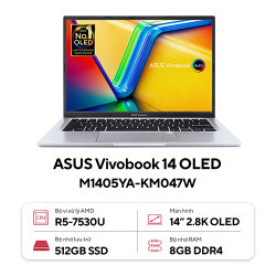 Laptop Asus Vivobook 14 OLED M1405YA-KM047W - AMD Ryzen 5 7530U, RAM 8GB, SSD 512GB, AMD Radeon Graphics, 14 inch