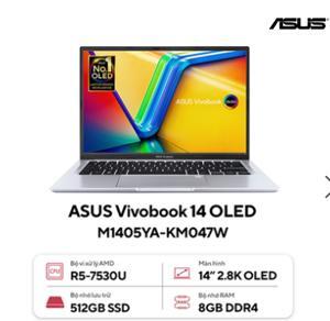 Laptop Asus Vivobook 14 OLED M1405YA-KM047W - AMD Ryzen 5 7530U, RAM 8GB, SSD 512GB, AMD Radeon Graphics, 14 inch
