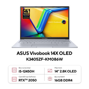 Laptop Asus Vivobook 14X OLED K3405ZF KM086W - IntelCore i5-12450H, RAM 16GB, SSD 512GB, Intel Iris Xe Graphics, 14 inch