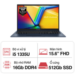 Laptop Asus Vivobook 15 X1504VA-NJ070W - Intel Core i5-1335U, 16GB RAM, SSD 512GB, Intel Iris Xe Graphics, 15.6 inch
