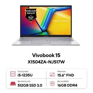 Laptop Asus Vivobook 15 X1504ZA NJ517W - Intel Core i5-1235U, 16GB RAM, SSD 512GB, Intel Iris Xe Graphics, 15.6 inch