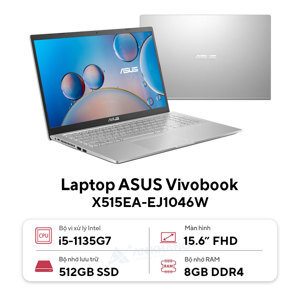 Laptop Asus VivoBook 15 X515EA-EJ1046W - Intel core i5-1135G7, 8GB RAM, SSD 512GB, Intel Iris Xe Graphics, 15.6 inch