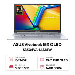 Laptop Asus Vivobook 15X OLED S3504VA-L1226W - Intel Core i5-1340P, 16GB RAM, SSD 512GB, Intel Iris Xe Graphics, 15.6 inch