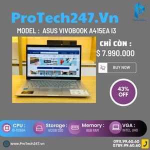 Laptop Asus Vivobook A415EA-EB1749W - Intel Core i3-1125G4, RAM 8GB, SSD 512GB, Intel UHD Graphics, 14.0 inch