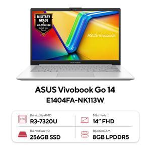 Laptop Asus Vivobook Go 14 E1404FA-NK113W - AMD Ryzen 3-7320U, 8GB RAM, SSD 256GB, AMD Radeon Graphics, 14 inch