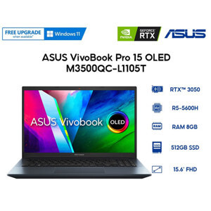 Laptop Asus Vivobook Pro 15 OLED M3500QC-L1105T - AMD Ryzen 5 5600H, 8GB RAM, SSD 512GB, Nvidia GeForce RTX 3050 4GB, 15.6 inch