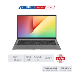 Laptop Asus VivoBook S15 S533EQ-BQ429W - Intel core i7-1165G7, 16GB RAM, SSD 512GB, Nvidia GeForce MX350 2GB GDDR5, 15.6 inch