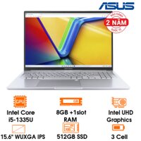 Laptop Asus Vivobook X1605VA - Silver- 16 WUXGA IPS; Intel Core i5-1335U; 8GB DDR4 on+ 1slot; 512GB SSD + 2.5; WF6E + BT 5.3; Polyc; FG; 42WHrs,  Win11H; 2Y(pin:1Y) (X1605VA-MB105W)